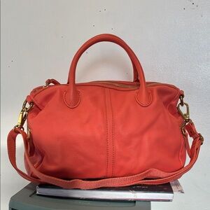 NWOT Fossil Erin satchel in watermelon pink leather